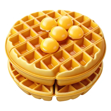 3D rendered hyper-realistic Hong Kong egg waffle with golden brown bubbles, vibrant yellow color, candy-like glossy texture, detailed crispy exterior, soft lighting, fun playful presentation sticker