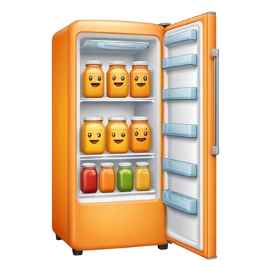 Hi refrigerator ! 
light orange color 
emoji size: 512*512 
inside: full of ingridents sticker