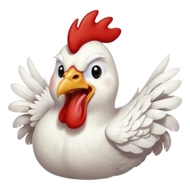 Cinematic Cute Yawning White Rooster Portrait Emoji, Head tilted slightly with a dramatic, wide-open yawn, showcasing a soft, downy white plumage with a crisp red comb and drooping wings, round eyes barely open in drowsy contentment, Simplified yet irresistibly adorable features, highly detailed, glowing with a soft, cozy glow, high shine, relaxed yet expressive, stylized with a touch of whimsy, bright and endearing, soft glowing outline, capturing the essence of a sleepy yet affectionate rooster, so drowsy it feels like it could stretch out of the screen and curl up for a nap! sticker