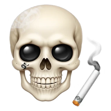 Skull with money eyes smoking a cigarette smiling sticker