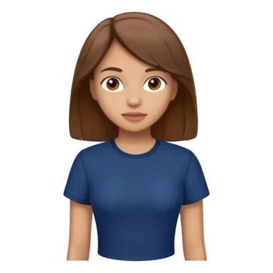 light skin girl with brown hair wearing a navy top sticker