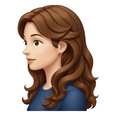 A white woman in profile with long, wavy brown hair sticker