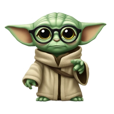 baby yoda with glasses pointing at you sticker