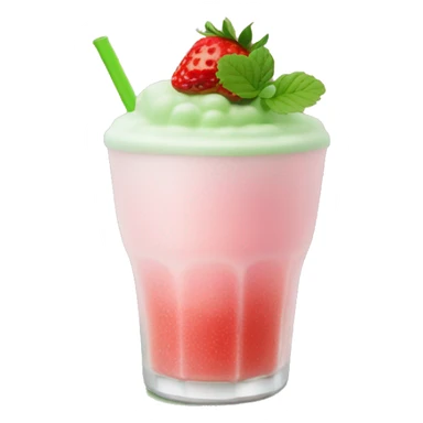 Light pink strawberry drink with green matcha cold foam on top  sticker