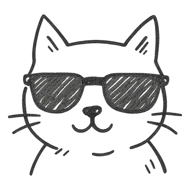 cat wearing sunglasses hand drawn outlined icon sticker
