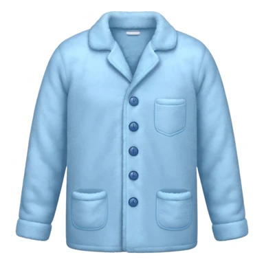 emoji of an isolated cozy pajama top made of fluffy fleece fabric, super soft plush texture, light grey with pastel blue tint, button-down long sleeves, neatly folded flat-lay, no person, no body, no mannequin, warm winter pajama mood, soft shadows sticker