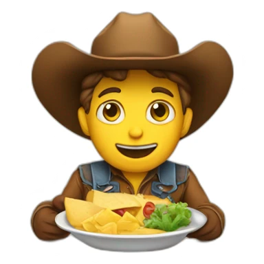 emoji cowboy eating lunch sticker