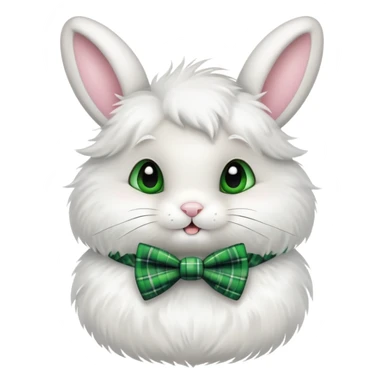 cute Easter bunny with a green plaid bow tie sticker
