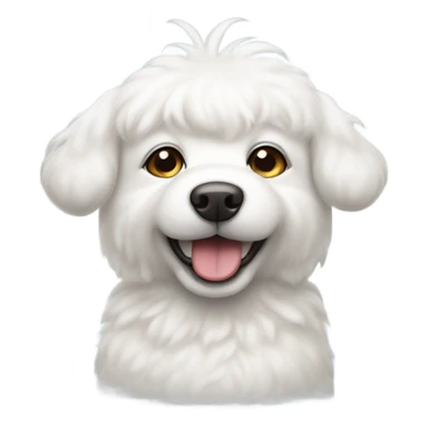 Cute all White fluffy dog with halo over head ears are flat and short nose sticker