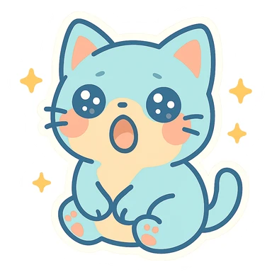 cute cat sticker, sleepy yawning, with small stars, kawaii style sticker