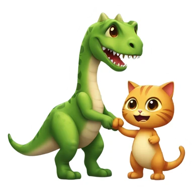 Cat and dinosaur holding hands sticker