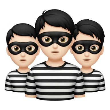 3 theif robbers emoji,Stripped shirt,eye mask, black head. sticker