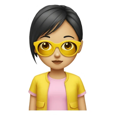 young asian girl yellow sunglasses sticker