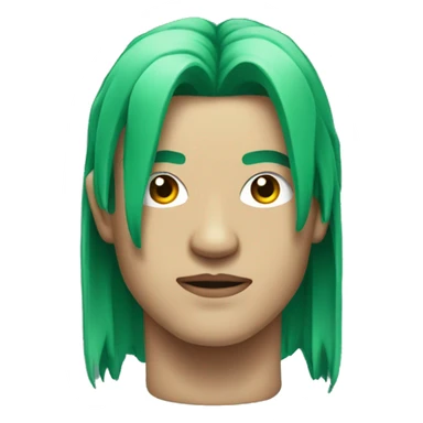 Head of Asian male cyborg with long green hair sticker