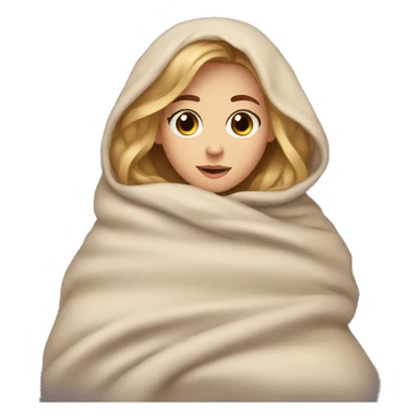 Cute dark blonde girl with brown eyes cuddling in a blanket sticker