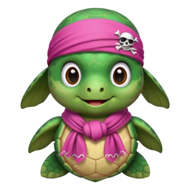 cute sea turtle wearing a pink pirate scarf sticker