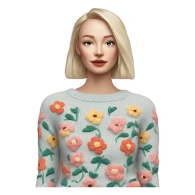 Knit floral sweater glittery beautiful finnish  sticker