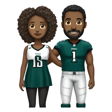  Brown guy with beard and mustache holding hands with a brown girl with her hair in a bun in Philadelphia eagles clothing  sticker
