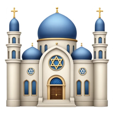 reform jewish synagogue similar in architecture to historical churches (pretty and magnificent), white in color, in ios emoji style sticker