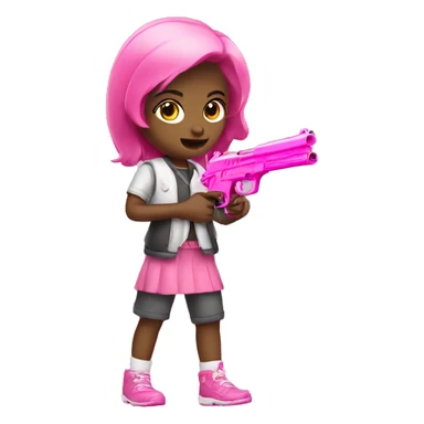 Girl with pink gun sticker