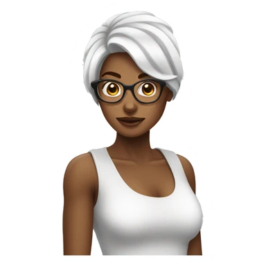 mulher pretade cabelo castanho com oculos branco sticker