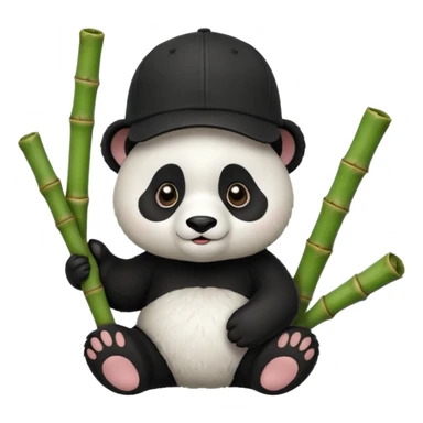 panda wearing cap with bamboo sticker