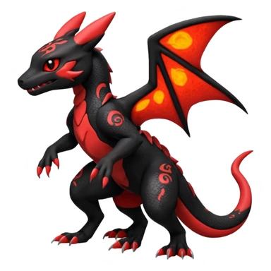 Exotic Volcanic Guilmon-Salandit-Umbreon-Fakémon-hybrid-creature (full body)  sticker