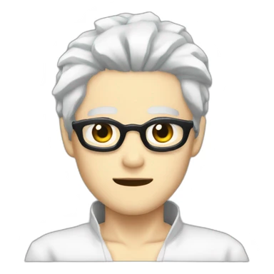 Gojo satoru white hair with a black tissue on his eyes sticker