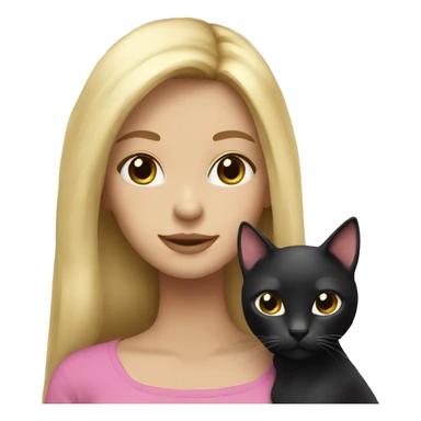 Blonde long hair pink girl with black cat sticker
