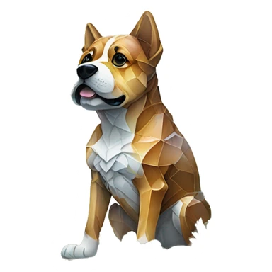 A dog made of glass mirror crystals prisms glass transparent filled with plants as a terrarium with graffiti doodles sticker