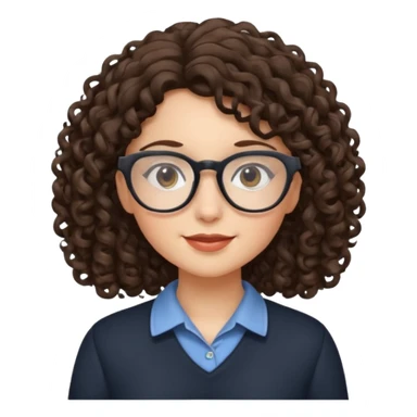 brunette girl with glasses and curly hair sticker