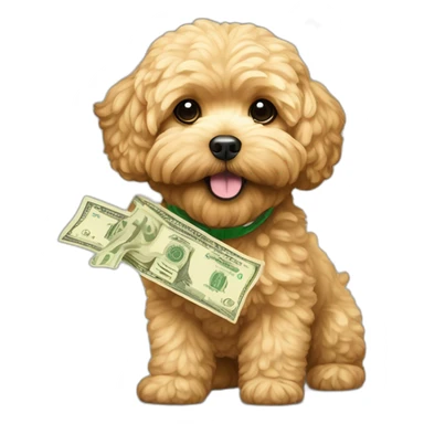 golden maltipoo with money sticker