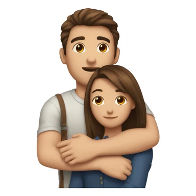 Girl with straight brown hair hugging a guy with guy brown hair sticker