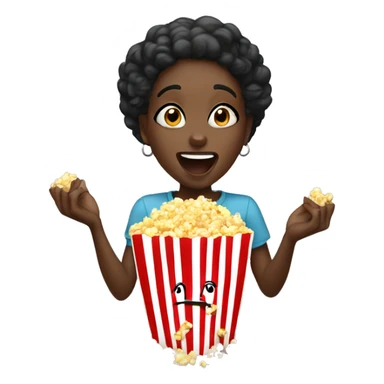 Black girl overly excited eating popcorn  sticker