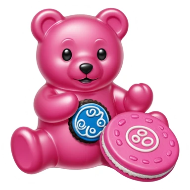 transparent pink gummy bear pink Oreo cookie sticker