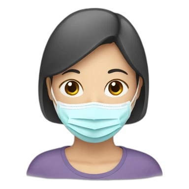 Asian Woman with N95 Mask sticker