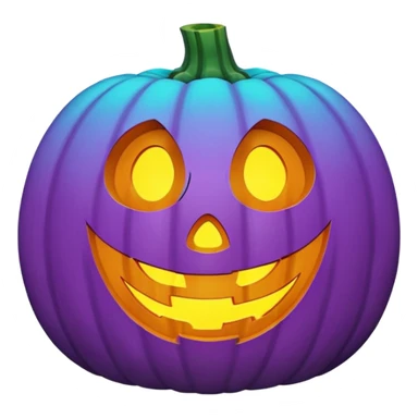 glowing jack-o'-lantern, only purple and cyan colors sticker