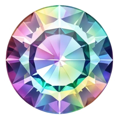 Round cut holographic mystic quartz gemstone with rainbow iridescence and sparkling facets sticker