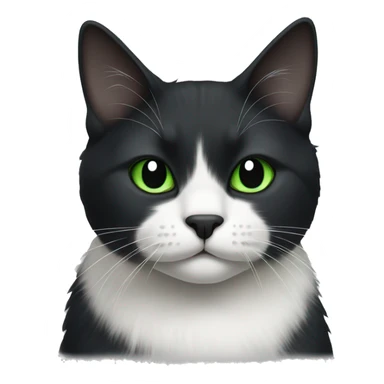 A black and white Scottish cat with green eyes sticker