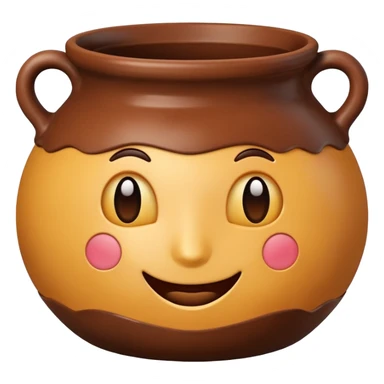 top view of a classic ceramic pot, emoji style sticker