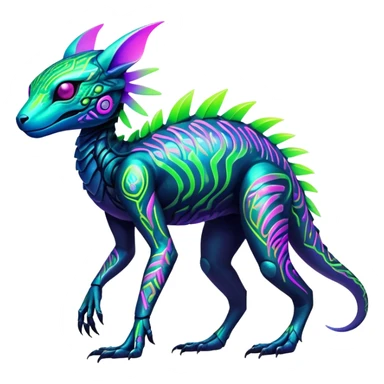 Tropical futuristic lush cool edgy neon Fionbri-Vernid-Elgyem-creature (full body) sticker