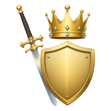 Powerful emoji with only sword, shield and crown sticker