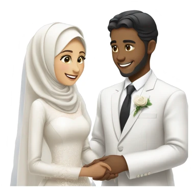 hijabi girl and black haired boy getting mattied sticker