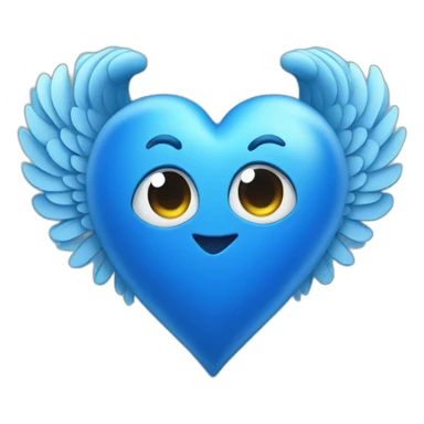 Blue heart with wings sticker