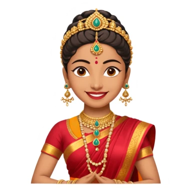 realistic bharathanatyam dancer with a smiling face and beautiful meenakshi pose sticker