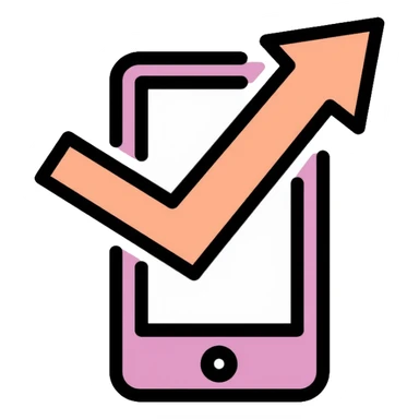 Smartphone with upward arrow indicating launch or release sticker