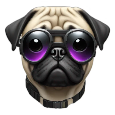 pug with black sunglasses and wearing a cyberpunk suit sticker