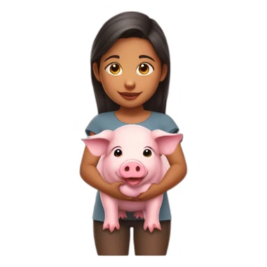 Small girl Pragati with pig sticker
