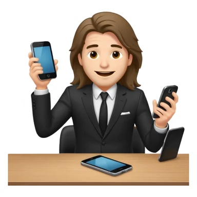 office-boss-suit-excited-phone-desk-long-haired-man sticker