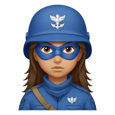 girl soldier with blue masks and long brown hair sticker